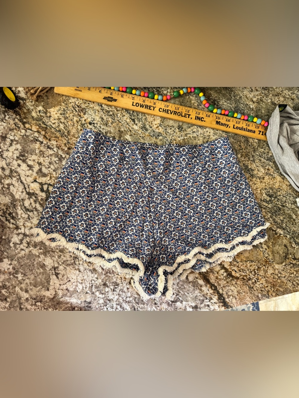 Umgee Blue Floral Crochet-Trim Women's Shorts